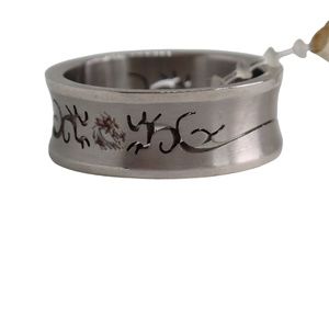 Stainless Steel Silver Fit Tribal Cut-Out Wedding Band Ring Size 8.5 New w/ Tag